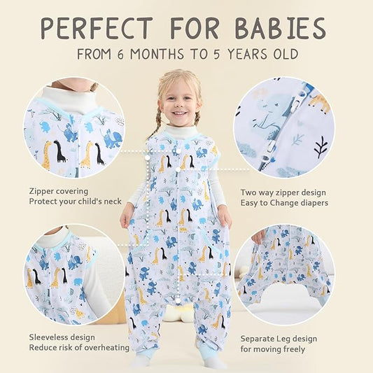WONDAY Toddler Sleeping Sack, Sleep Sack 2t-3t, Sleep Sack Early Walkers Baby Wearable Blanket, Sleeping Bag Toddler Baby Sleep Sack with Feet, Sleeveless Sleep Sack for Toddlers