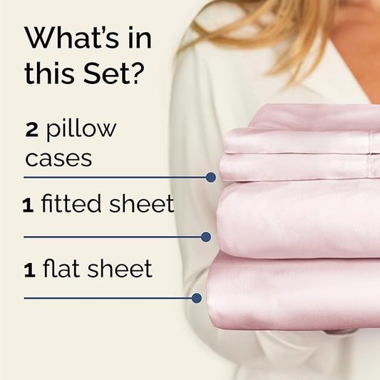 CGK Linens Twin 4 Piece Sheet Set - Cooling Sheets for Hot Sleepers - Hotel Luxury Bedding Set with 8-16 Inch Deep Pockets - 1 Flat & 1 Fitted & 2 Pillowcases - Soft and Wrinkle Free - Lavender Pink