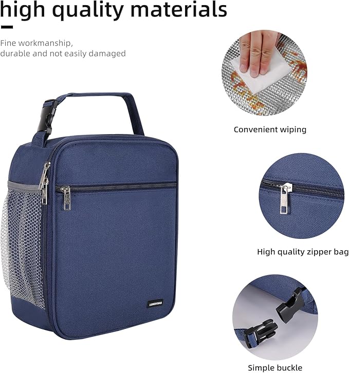 Lunch box Lunch bag for men women Insulated Lunchbox Lunch bags for Work Picnic Travel (Navy blue)