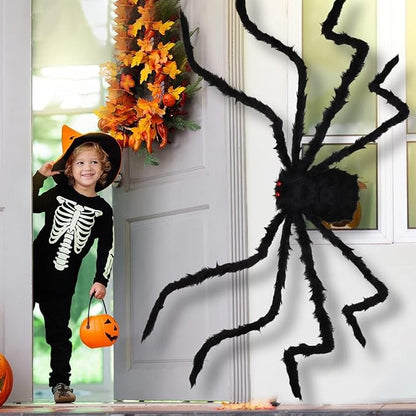 Halloween Outdoor Decorations Giant Spider, 10Ft Scary Large Spider Props for Yard Lawn Halloween Outside Decor and Indoor Party Decor, Black
