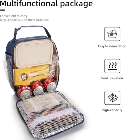 Lunch box Lunch bag for men women Insulated Lunchbox Lunch bags for Work Picnic Travel (Navy blue)