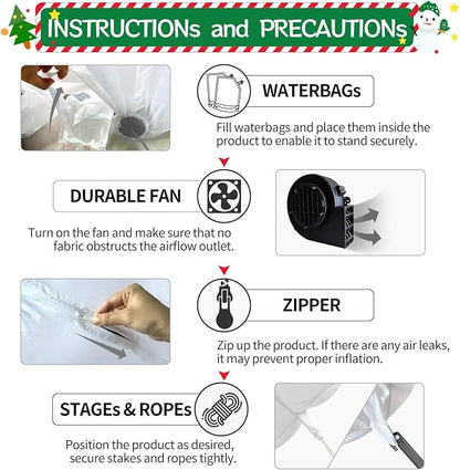 DomKom 8FT Christmas Inflatable Santa Claus and Tree Decoration, Built-in LED Lights Blow Up for Party Lawn Holiday Winter Outdoor Decor