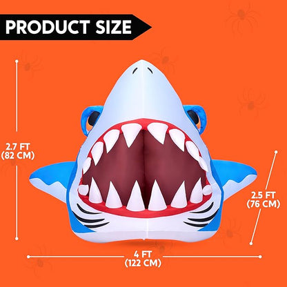 Joiedomi Halloween Inflatables Outdoor Decor, Trunk Or Treat Decoration, Halloween Blow Ups Decorations Shark with Built-in LEDs for Car Yard Decor