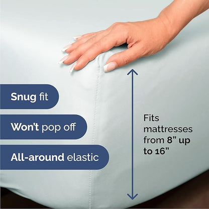 Cal King Size 4 Piece Sheet Set - Comfy Breathable & Cooling Bed Sheets Set - Hotel Luxury Bedding for Women, Men, Kids, Teens, Boys & Girls - Deep Pockets, Soft, Wrinkle Free - Oeko-Tex - Ice Blue