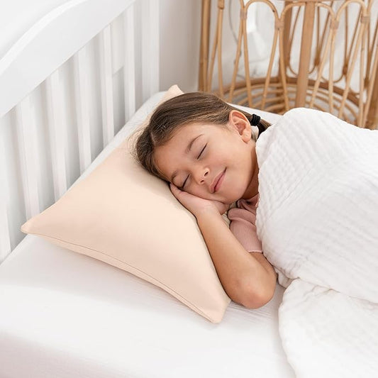 Comfy Cubs Toddler Pillow with Soft Cotton Pillowcase, 13"x18", Cream (2 Pack) - Kids Pillow for Sleeping & Travel - Comfortable Small Pillow - Kids Travel Pillow with Breathable Microfiber Fill