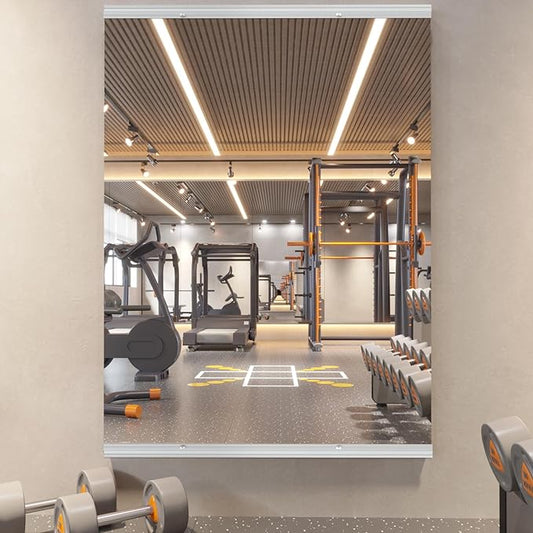 Home Gym Mirror, 65x30 Inch(1Pack) Wall Mounted Large Frameless Tempered Glass Mirror, Idea for Gym, Yoga, Bedroom, Dance Studio, Living Room