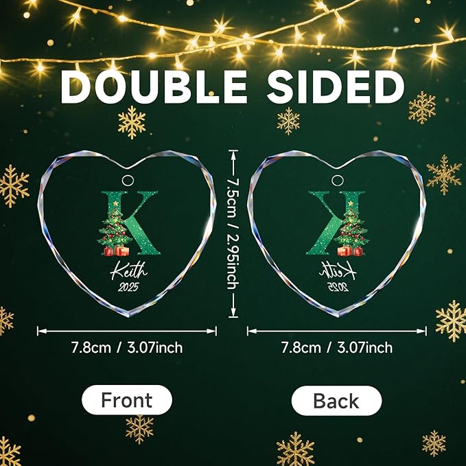 Personalized Christmas Ornaments with Names, Name Ornaments for Christmas Tree Decoration, Custom Initial Christmas Ornament for Kids and Adults, Stocking Name Tags