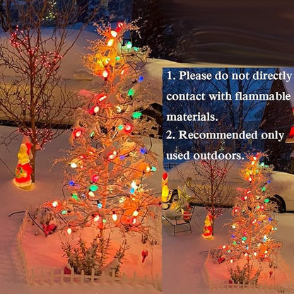 C7 Christmas Lights, 25Ft Ceramic Vintage Christmas Lights with 25 Multicolor C7 Bulbs, Hanging Outdoor Christmas Lights for Christmas Tree Party Backyard Wedding Party Decor- Green Wire