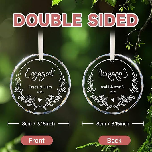 Engagement Gifts for Couples - Personalized Ornaments Keepsake Gift for Newly Engaged, Women, Fiance, Her - Bride to Be Gifts, Just Engaged Ornament 2025 - Christmas Tree Decorations
