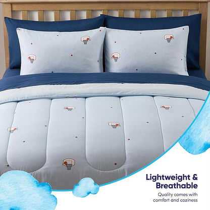 Basketball Comforter Set Full Size – Bed in a Bag with Sheets, Pillowcases & Shams – Soft Stylish Sports Bedding – All Season Boys Basketball Bed Set