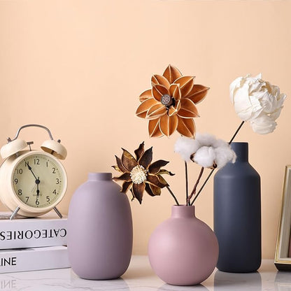 Small Ceramic Modern Farmhouse Vase,Purple Pink Blue Vase,Minimalist Vases Home Decor,Organic Modern Home Decor for Table,Living Room,Bookshelf,Entryway Drinking Fireplace Décor,Set of 3 (A)