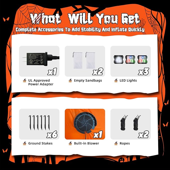 6FT Tall Halloween Inflatable Ghost&Pumpkin Inflatable Decoration with Build-in RGB Lights Blow Up Inflatables for Halloween Party, Yard, Garden, Lawn Decoration
