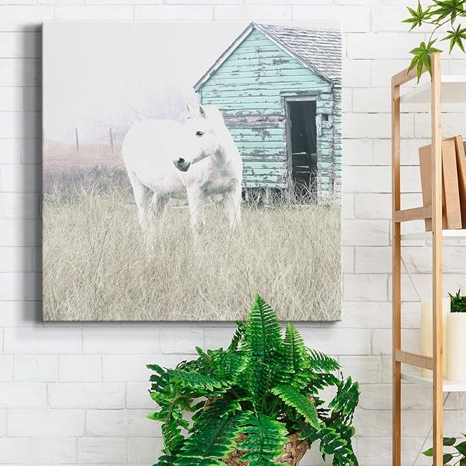 Colorful Animals Painting Wall Art on Canvas Modern Abstract Artwork, High Key Horse I Wall Art, Ready to Hang, 40'' x 40''