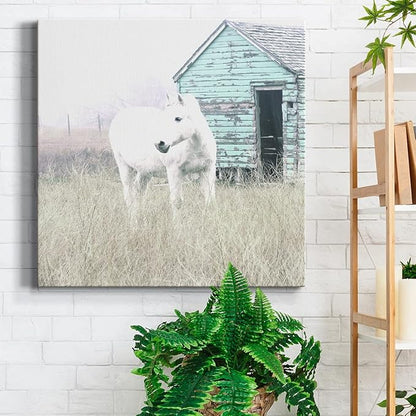 Colorful Animals Painting Wall Art on Canvas Modern Abstract Artwork, High Key Horse I Wall Art, Ready to Hang, 40'' x 40''