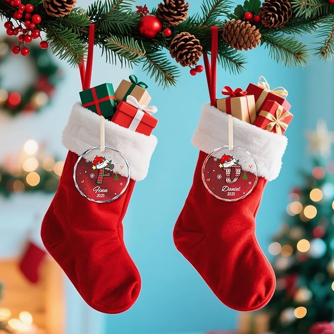 Personalized Christmas Ornaments 2025, Name Ornaments for Christmas Tree, Custom Initial Christmas Ornament for Kids and Adults, Stocking Name Tags