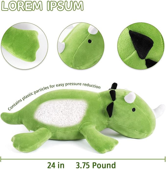 Weighted Plush, 24" 3.5 lbs Character Weight Stuffed Animals Dino Series, Cute Dino Plushie Dolls Throw Pillow Birthday Gifts for Children Kids Adults Pink (Green)