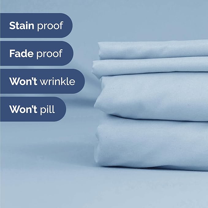 CGK Linens Twin 4 Piece Sheet Set - Cooling Sheets for Hot Sleepers - Hotel Luxury Bedding Set with 8-16 Inch Deep Pockets - 1 Flat & 1 Fitted & 2 Pillowcases - Soft, Comfy & Wrinkle Free - Sky Blue