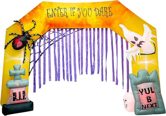 AJY 11 Ft Halloween Inflatable Ghosts Spider Archway Arch with LED Lights Outdoor Indoor Holiday Decorations Blow up Lighted Yard Decor Halloween Inflatable Home Garden Party Favor Decor