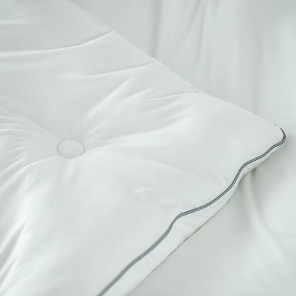 KASENTEX Super-Duper Ultra Soft Jersey Knit King Comforter Set Buttery Smooth Bed Bedding White Comforter, 3 Piece Solid Breathable - All Season King Size with 2 Pillow Case Shams, 102x90 inches