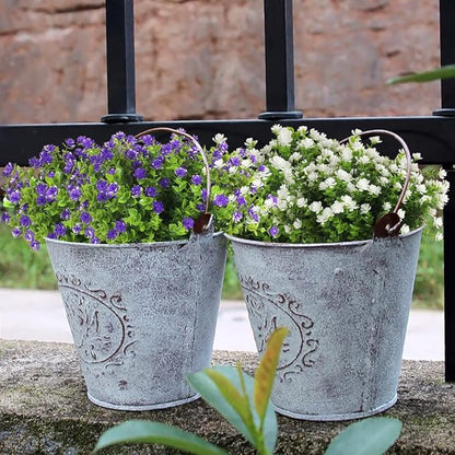 12 Bundles Artificial Flowers Faux Outdoor Plastic Plants UV Resistant Shrubs,Artificial Plants Outdoor Decorations for Patio Outdoor Fake Plants Spring Decorations for Home Front Porch Decor(Purple)