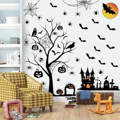 Halloween Wall Decals Tall Halloween Home Wall Decal Bats Home Decor Removable DIY Wall Art for Halloween Window Decals Party Supplies.
