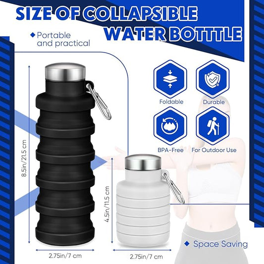 17oz Collapsible Water Bottles for Travel 500ml Reusable Foldable Silicone Water Bottle with Portable Buckle Silicone for Camping Hiking Sport