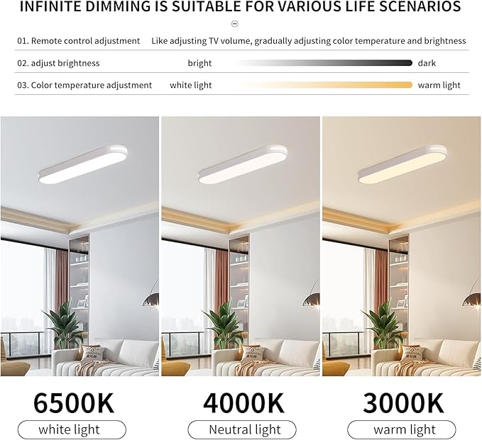 Becailyer Modern LED Ceiling Lights, 23.6" Dimmable Flush Mount Ceiling Lamp with Remote Control, Metal Hollow Ceiling Chandelier Lighting Fixture for Hallway Aisle Office Dining Room Closet, White