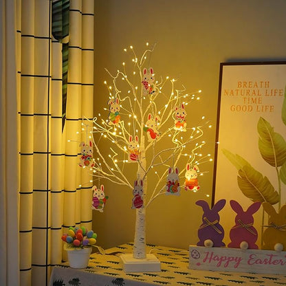 4th of July Decorations Patriotic Tree Lights, 144 LED Artificial Tree Lamp with Timer, DIY Birch Tree Lighted with USB/3AA Battery, Fairy Light Spirit Tree for Home Bedroom Decor (Warm White)