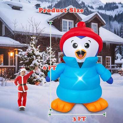 Christmas Decorations Outdoor Inflatables 6FT Penguin Yard Decor with Build-in LEDs Blow Up for Christmas Party Indoor Outdoor Yard Garden Lawn Patio