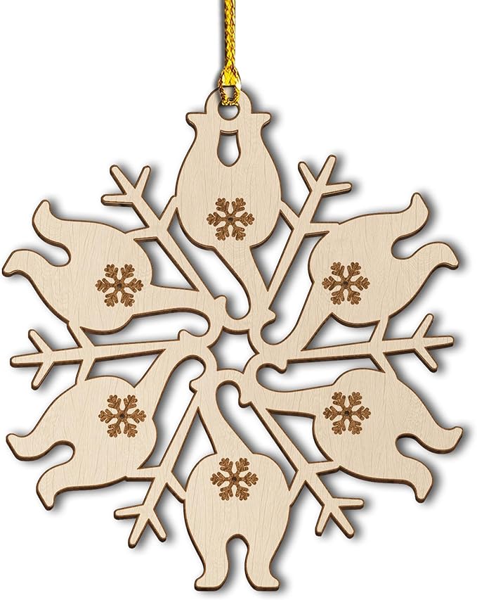 Cat Butt Wooden Snowflake Ornament - Funny 2024 Holiday Decoration for Cat Lovers - Unique Christmas Tree Decor - Laser-Cut Wooden Ornament