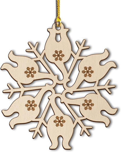Cat Butt Wooden Snowflake Ornament - Funny 2024 Holiday Decoration for Cat Lovers - Unique Christmas Tree Decor - Laser-Cut Wooden Ornament
