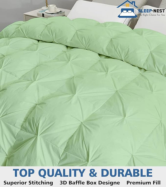 SLEEP-NEST Alaska King Comforter 138x122 Extra Wide All Season - Down Alternative Duvet Insert 1 Piece Quilt - Super Soft Hotel Luxury Pinch Pleat Comforter with 8 Tabs, XL King - Olive Charm