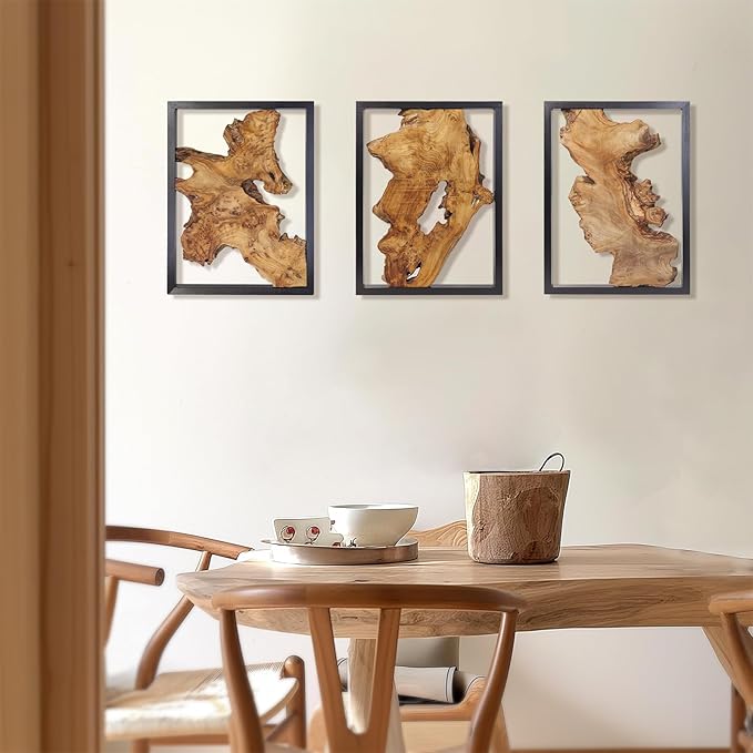 NAHARO Modern Wood Wall Decor- Natural wood Handcrafted Rustic Charm for Your Home - Perfect for Living Room, Bedroom,Kitchen,or Office