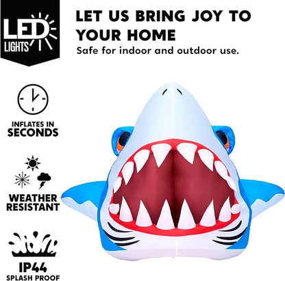 Joiedomi Halloween Inflatables Outdoor Decor, Trunk Or Treat Decoration, Halloween Blow Ups Decorations Shark with Built-in LEDs for Car Yard Decor