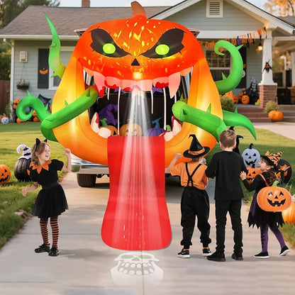 Kalolary 5FT Halloween Inflatables Pumpkin Ghost Trunk or Treat Car Decorations, Blow Up Pumpkin Outdoor Decorations with Built-in Rotating Light & Projection Lights for Yard Lawn Car SUV Decors