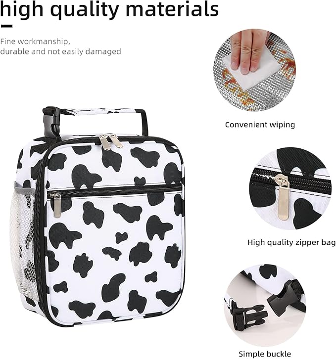 Lunch box Lunch bag for men women Insulated Lunchbox Lunch bags for Work Picnic Travel (Cow)
