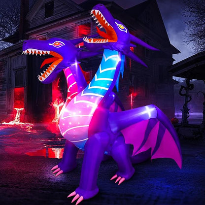 Max Fun Halloween Inflatables Dragon Decorations with LED Build-in Halloween Yard Decoration Blow Up Inflatables for Outdoor Indoor Garden Lawn (8FT-Halloween Inflatables Dragon)