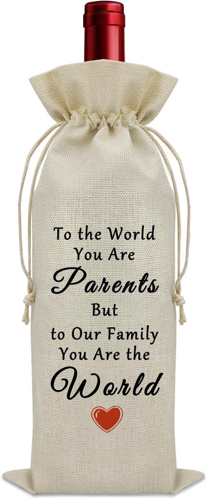 Sazuwu Parents Gifts from Children Wine Bag Mom Dad Gifts from Daughter Dad Gifts for Fathers Day Mom Gifts for Mothers Day Wine Bottle Decoration Bag Wine Accessories Gifts for Wine Lovers