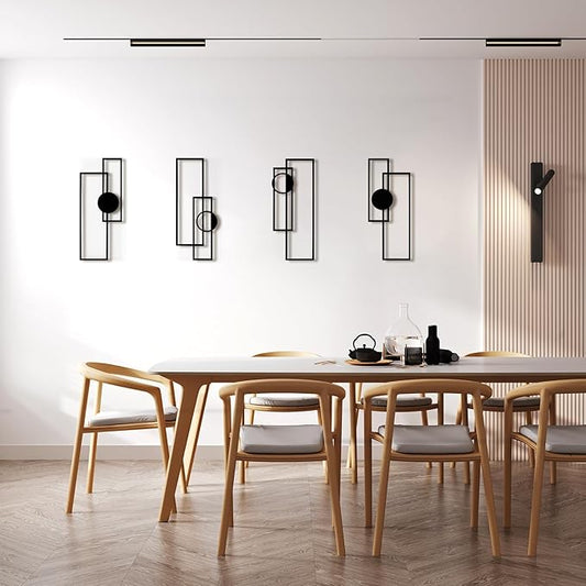 Art3d Black Metal Wall Art, 4 Pieces Abstract Wall Decor for Living Room, Dining Room, 3D Textured Metal Wall Sculptures, Minimalist Wall Art Style