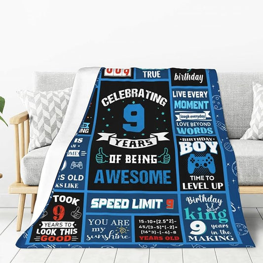 9 Year Old Boy Gifts Birthday Gifts for 9 Year Old Boys, Kids Blanket 60 x 80 Inches Warm Flannel Throw Blankets for Boys 9 Year Old Boy Birthday Gifts Ideas