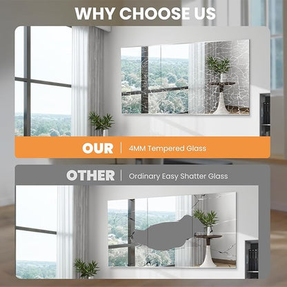 Home Gym Mirror, 56X16 Inch-1Pcs, Large Exercise Mirror, Frameless Full Body Mirror, Tempered Glass, Wall Mounted for Gym, Yoga, Bedroom, Dance Studio