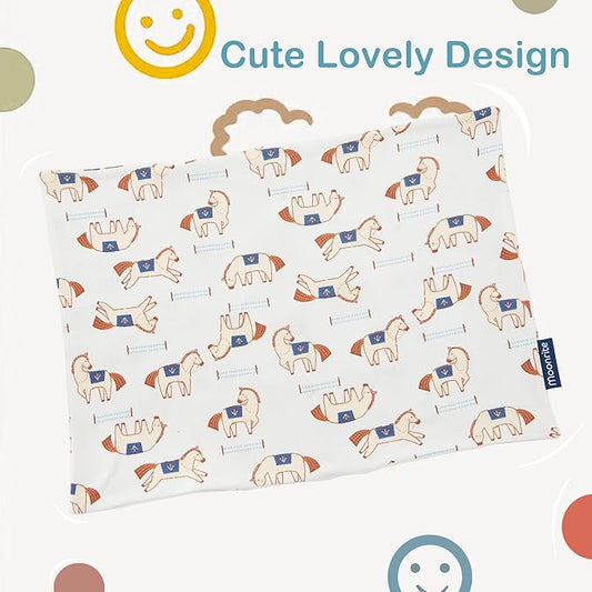 Moonrite 13×18 Toddler Pillow with Pillowcase,100% Cotton Toddler Pillows for Sleeping,Soft Breathable Washable Small Toddler&Kid Pillow for Bed,Mini pillow,Better Naps at Preschool