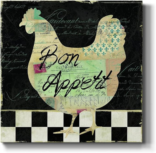 Colorful Animals Painting Wall Art on Canvas Modern Abstract Artwork, French Hen Wall Art, Ready to Hang, 40'' x 40''