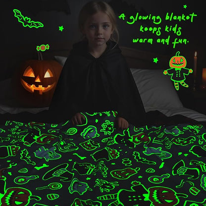 Blanket Glow in The Dark Blanket Pumpkin Halloween Decorations Cute