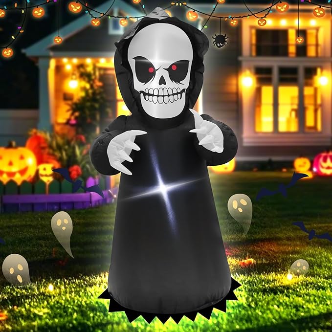 TRMESIA 4FT Halloween Ghost Inflatable Blow up Death God Decoration with LED Lights Indoor Outdoor Party Holiday Lawn Graden Holiday Decoration