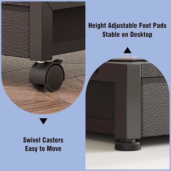 2-Tier Desktop Printer Stand with 2 Fabric Drawers, Prtiner Table with Storage Shelf, Desk Organizer for Home Office,3D Printer,Fax Machine,Scanner (Black, 2 Tier)