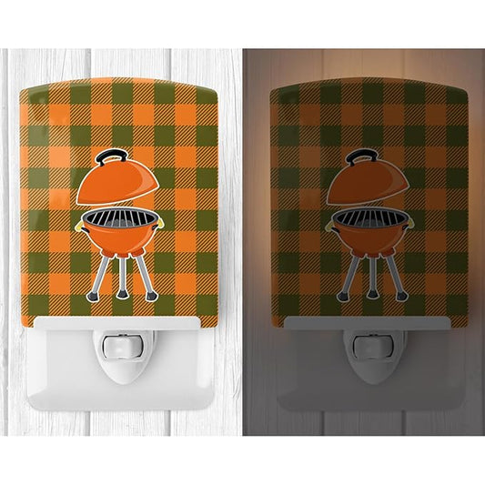 Caroline's Treasures BB8632CNL Backyard BBQ Grill Ceramic Night Light Compact, UL-Certified, Ideal for Bedroom, Bathroom, Nursery, Hallway, Kitchen, 6x4x3, Multicolor