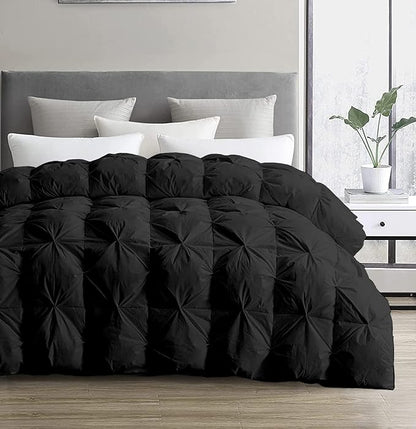 SLEEP-NEST Twin XL Comforter - 68x92 Ultra Soft All-Season Pinch Pleat 1 Piece Blanket - Elegant Pintuck Design Down Alternative Quilt - Lightweight, Cooling Dorm Bedding with 8 Tabs - Black