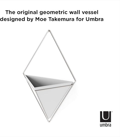 Umbra Trigg Hanging Planter Vase Wall Decor, Pot and Container for Succulents, Cactus, Faux Plants, and More, Large, White/Nickel