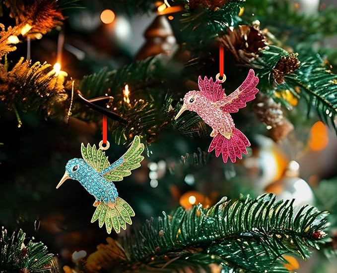 PETCEE Hummingbird Gifts for Women - Bird Christmas Tree Ornaments Decorations Pink Hummingbird Christmas Ornament Metal Bird Ornaments Keepsake Gifts for Women Friend Mother Wife Coworker Daughter